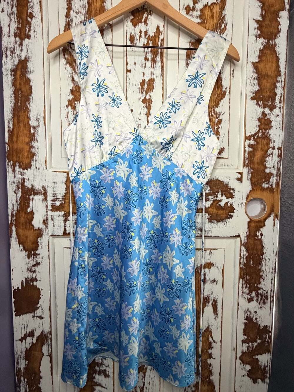 Cotton Candy LA Nellie Spliced Mini Dress Blue White Floral Size M NWT